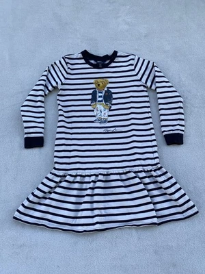 Vestido polar Polo Ralph Lauren para niñas grandes Polo Bear talla 16 (grande) a rayas Foto 1 de 4