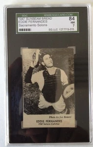 1947 Sunbeam Sacramento Solons PCL BB Card - Eddie Fernandes, SGC Grade NM 7 - Picture 1 of 2