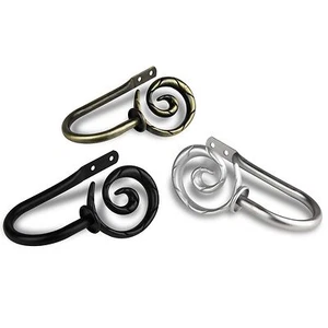 Whirlwind Curtain Holdback Drapery Tieback Hooks (Set of 2) - 3 colors - Picture 1 of 7