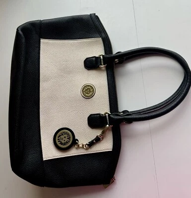 Elegante Bolso de Mano Anne Klein Hobo Cartera Doble Asa Color Negro y Crema Foto 1 de 4