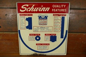 Rare Vintage Original Schwinn Bicycle Dealership Quality Features Display Sign - Picture 1 of 12