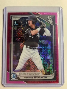 George Wolkow 2024 1st Bowman Chrome #D /299 Pink Mojo Refractor #BCP-144 - Picture 1 of 3