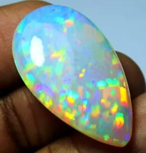 CERTIFIED 100% Natural Ethiopian Opal Beautiful Dotted Multi Fire Cab 36.40 Ct - Picture 1 of 12
