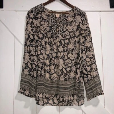 Женская блузка с цветочным узором Sundance каталог размер XS 100% шелк богемный крестьянский галстук - Изображение 1 из 4