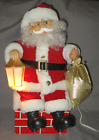 1989 Telco Motion-ette Weihnachtsmann am Schornstein mit Laterne Spielzeugtasche Weihnachtsfigur 20"