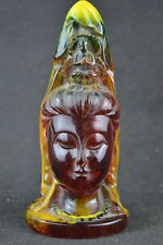 15 cm* / China Handwork Rare Old Decoration amber carving kwan-yin statue