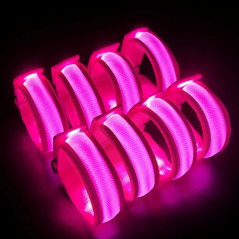 8 PIEZAS Pulseras LED Rosa Brillo - Perfectas para Halloween, Fiestas y Raves Foto 1 de 4