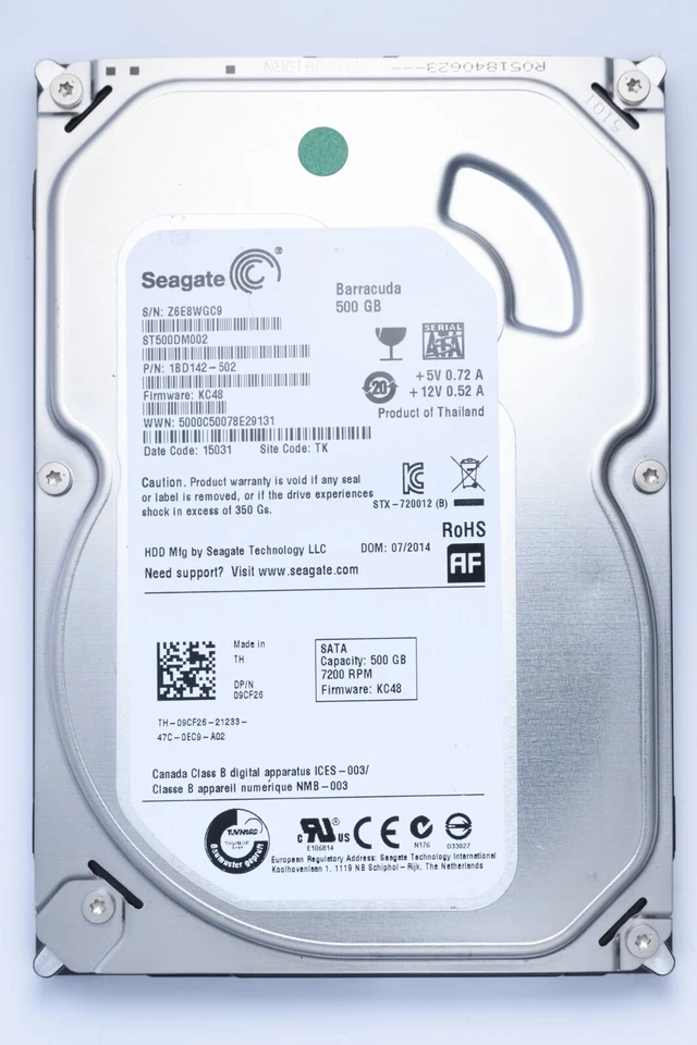 Seagate Barracuda 500GB SATA Desktop Hard Drive Model ST500DM002 P/N 1BD142-502 - Image 1 of 2