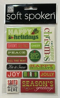 Nuevo Paquete de Pegatinas Dimensionales PALABRAS DE FELICES FIESTAS Habladas Suaves ROJO/VERDE Foto 1 de 2