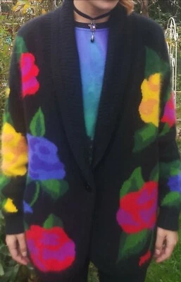 *SÚPER SUAVE* SUÉTER TÚNICA ANGORA M/L Chaqueta De Colección Cárdigan Floral por RAFAELLA  Foto 1 de 4