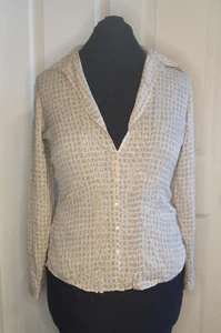 Vintage 100 % Seide Bluse Talbots Gr. 8 beige Langarm V-Ausschnitt Knopfleiste Hemd  - Bild 1 von 10