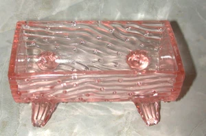 FENTON Dugan Northwood Pink Glass Tree Bark Log Butter Candy Relish Dish VINTAGE - Picture 1 of 5