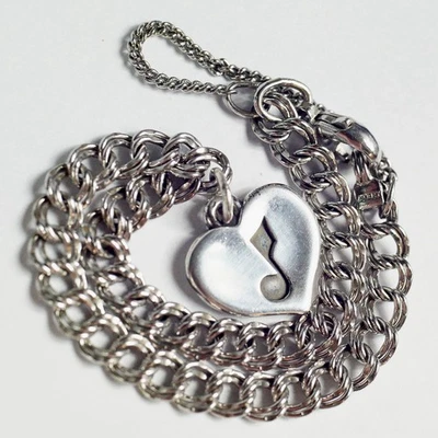 James Avery серебро радостная мелодия сердце подвеска двойной обочины цепочка браслет - Изображение 1 из 4