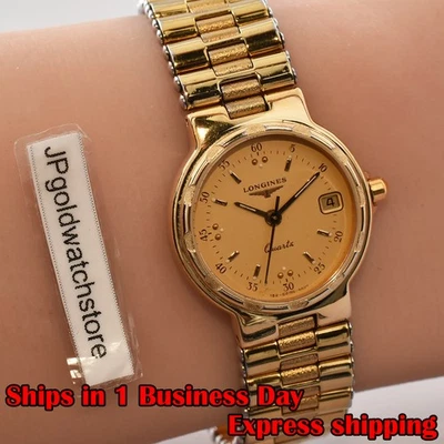 NewBatt. MINT Longines Conquest 4937 17 Gold Dial Bracelet Date Qz Watch JAPAN - image 1 of 4