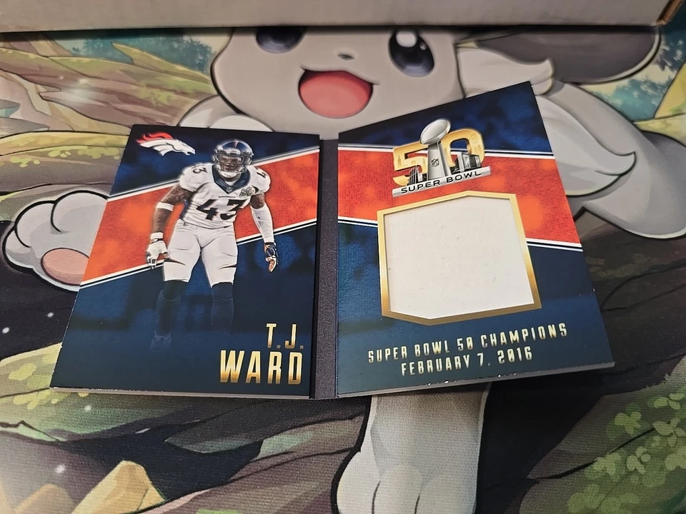 2016 Panini Preferred Super Bowl 50 Patch Booklet TJ Ward Game Worn /199 - Image 1 of 3