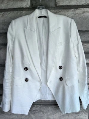 Blazer Elie Tahari Doble Pecho Mezcla de Lino Forrado US2  Foto 1 de 4
