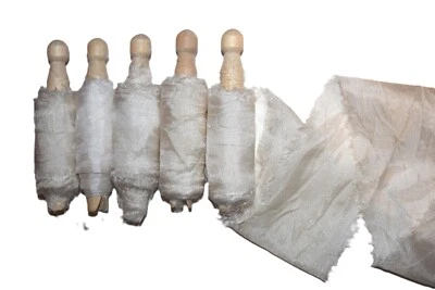 Silk Ribbon Yarn hand dyed off White shade on spool 5 yards 1.5 inch wide - Image 1 of 3