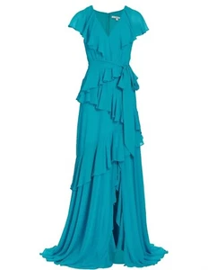 BADGLEY MISCHKA Brautkleid elektrisch blau Rüschen Größe 4 dunkeltürkis Orig 750€ - Bild 1 von 4