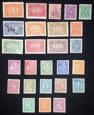Germany Weimar Republic Lot of 29 MH Wmk Stamps - Mining Industry Numerals Farm - Image 1 of 4