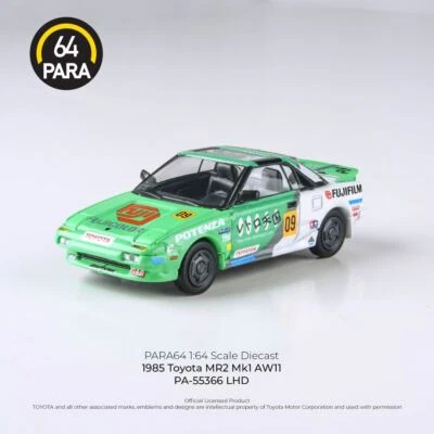 PARA64 1/64 1985 Toyota MR2 MK1 AW11 Fujifilm LHD voiture miniature moulé - Photo 1/4