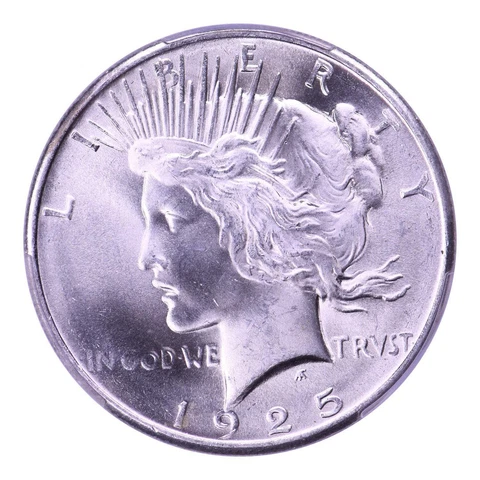 1925 Peace Dollar PCGS MS66 Cover