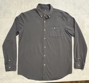 Free Fly Mens L Bamboo Flannel Button Down Shirt Long Sleeve Pocket Gray Outdoor - Picture 1 of 6