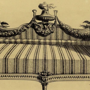 Mobilier Banquette Bergère Delafosse - Gravure originale XIXe - Picture 1 of 3