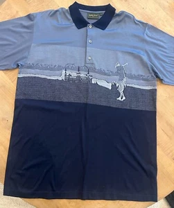 Bobby Jones at St Andrews Blue 100% Cotton GOLF Polo Shirt Large L British Open - Picture 1 of 14