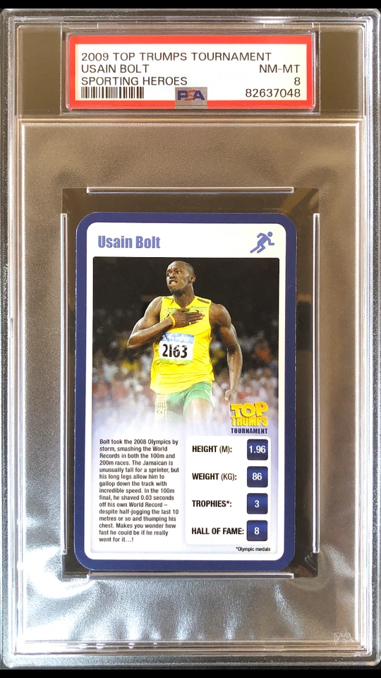 Usain Bolt Rookie 2009 Top Trumps Tournament Sporting Heroes PSA 8 casi nuevo - MT (B) Foto 1 de 4