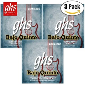 3-PACK GHS BSXN-10BE Juego De 10 Cuerdas Acero Niquelado Bajo Quinto Ball End - Picture 1 of 1