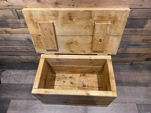 Solid wood rustic Trunk storage chest, Plank Sawn pine Textured Finish Bespoke m - Picture 1 of 7