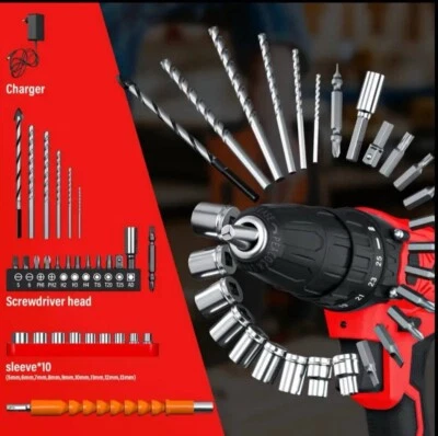Leistungsstarke rote Akkubohrmaschine mit zusätzlichem - Bild 1 von 4