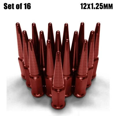 16 Spike Lug Nuts 12x1.25 Acorn Fits Nissan Datsun Sentra R Subaru Infiniti Red - Image 1 of 4