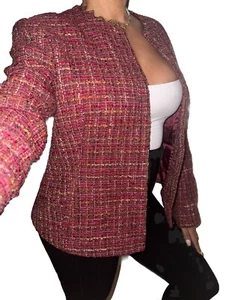 Lafayette 148 Boucle Tweed Jacket Size 10 Textured 3/4 Sleeve Blazer Multicolor - Picture 1 of 6