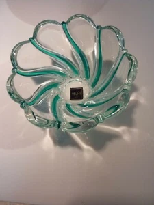 Mikasa Glass Bowl Green Flower Petal 5.75" X 3" Germany Bright and Elegant - Picture 1 of 8