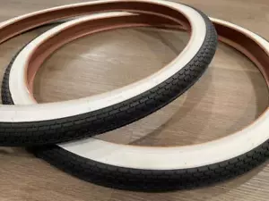 Pair of 24X1-3/4 SCHWINN S7 White Wall Bicycle Cruiser Tires 24" x 1-3/4 - Picture 1 of 4