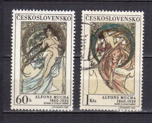 Tschechoslowakei 1969 Alphonse Mucha Art 2 Marken gestempelt /TE5260 - Bild 1 von 1