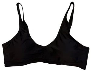 Shekini Swim Top Womens Large Black Padded Adjustable Straps Ruched Front - Picture 1 of 7