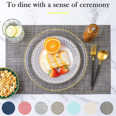 Table Mat Washable Placemats Heatproof Meal Mat PVC Simple Multi Solid Color  - - Image 1 of 4