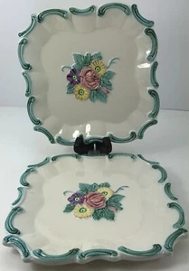 Haldon Group Fruit Plates￼ Square Scalloped Porcelain  1988   Lot of 2 VTG - Picture 1 of 8
