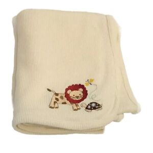 Thermal Knit Baby Receiving Security Blanket Beige Lion Turtle Bright Future