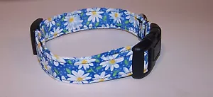 Wet Nose Designs Daisy Daisy Floral Dog Collar Flowers Spring Springtime Blue - Picture 1 of 7