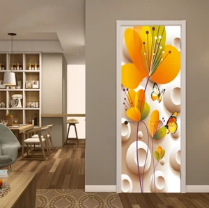 3D Flower Colorful Butterfly Door Sticker Wallpaper Mural Poster Decal for Home - Picture 1 of 6