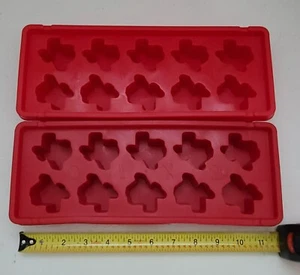 Vintage Texice State Of Texas Shaped Ice Cube Trays Mold 10 Hole Red LOT of 2 - Picture 1 of 5