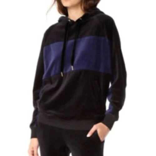 Champion Elite Women's Velour Hoodie Pullover Black/navy Size Large