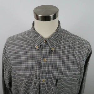 Abercrombie Mens Cotton LS Button Down Brown Blue Plaid Casual Dress Shirt Large - Picture 1 of 11
