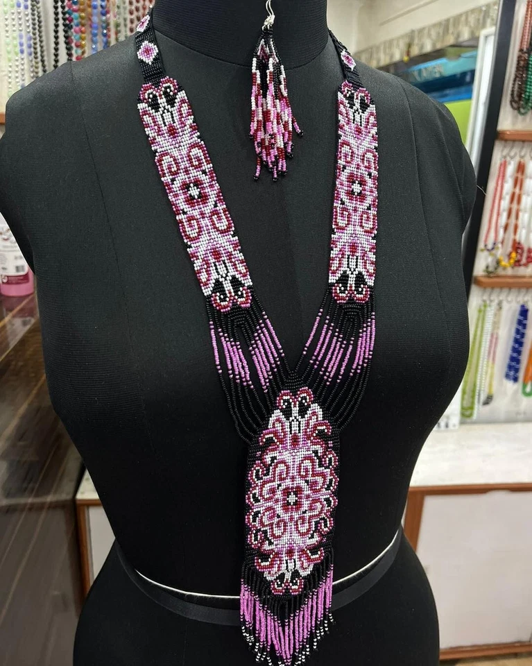 Pendientes Collar Boho Cuentas Hechos a Mano Cuentas Semilla Americano Ucraniano Tradicional Foto 1 de 1