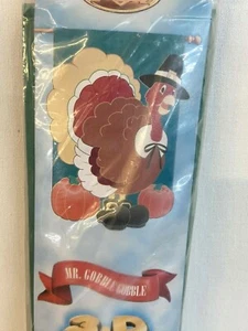 Decorative Flag "Mr. Gobble Gobble" 28"x44" Celebrate Thanksgiving and Fall! - Picture 1 of 2