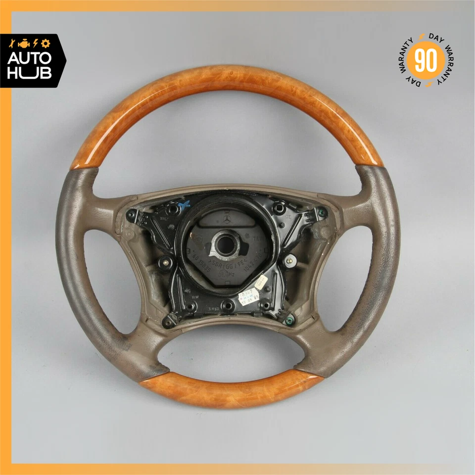 00-06 Mercedes W220 S600 S500 CL600 Driver Steering Wheel Brown Wood OEM - Image 1 of 4