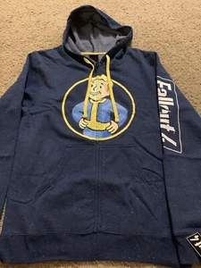 Official Bethesda Fallout 4 Vault Boy Zip Hoodie Men's Sz Medium Blue NEW RARE - Picture 1 of 2